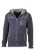 Herren Strick Kapuzenjacke (navy-lightgrey-melange)