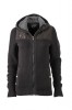 Damen Strick Kapuzenjacke (black-darkgrey-melange)